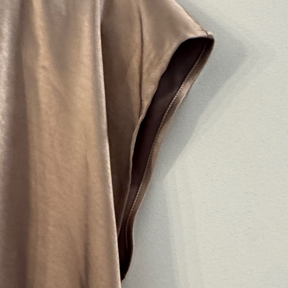NWT AS by DF size XS Satin Tan Cowl Neck Blouse - Picture 8 of 11